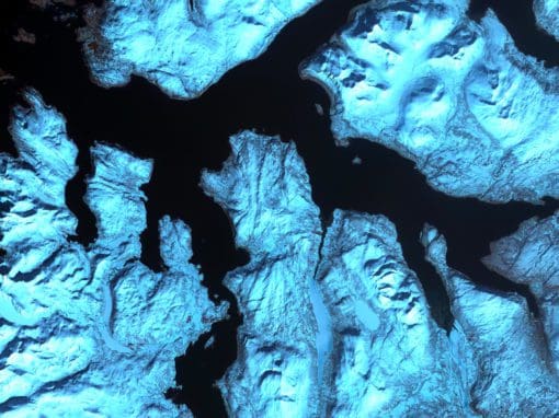 a birds eye image of a glacier