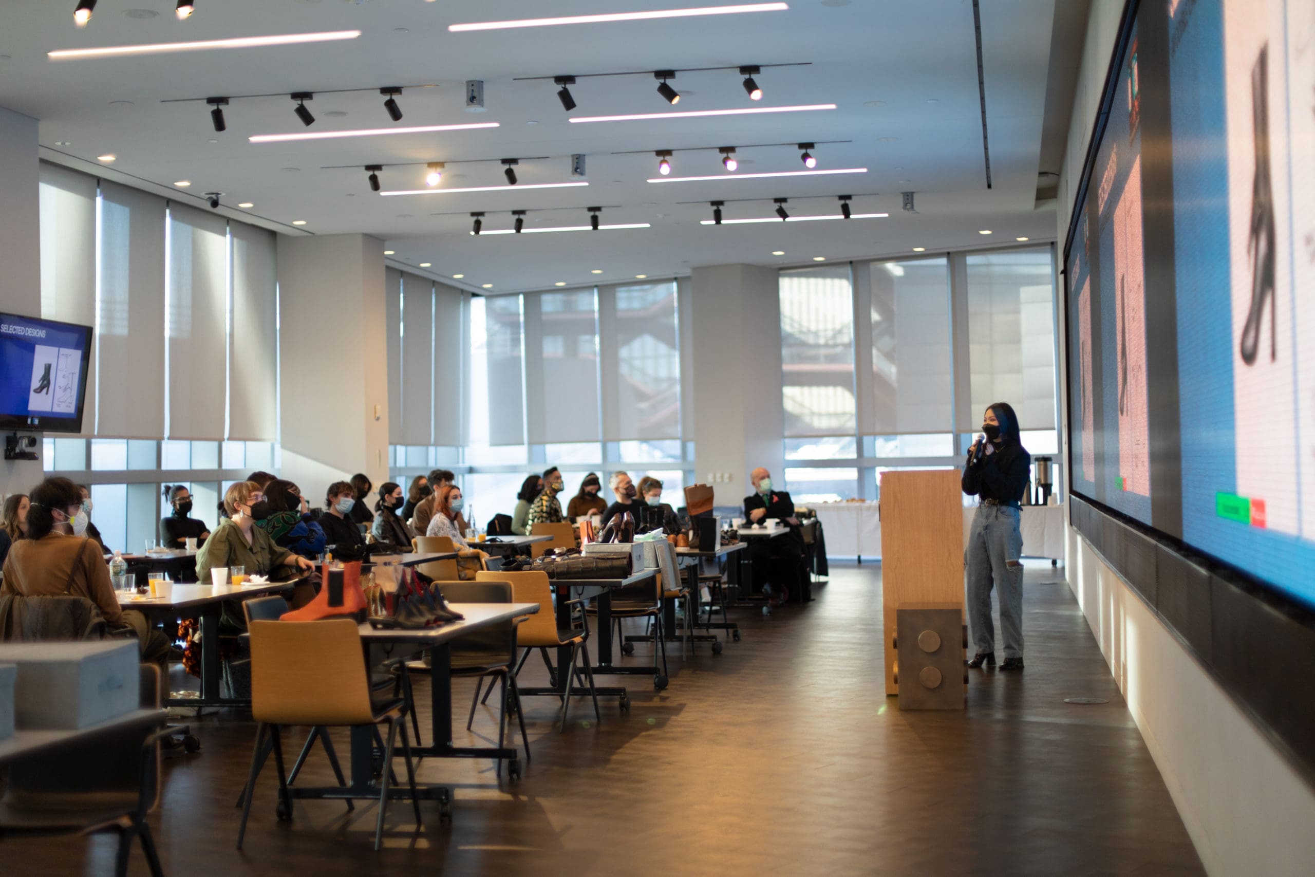 Students presenting at Stuart Weitzman Headquarters