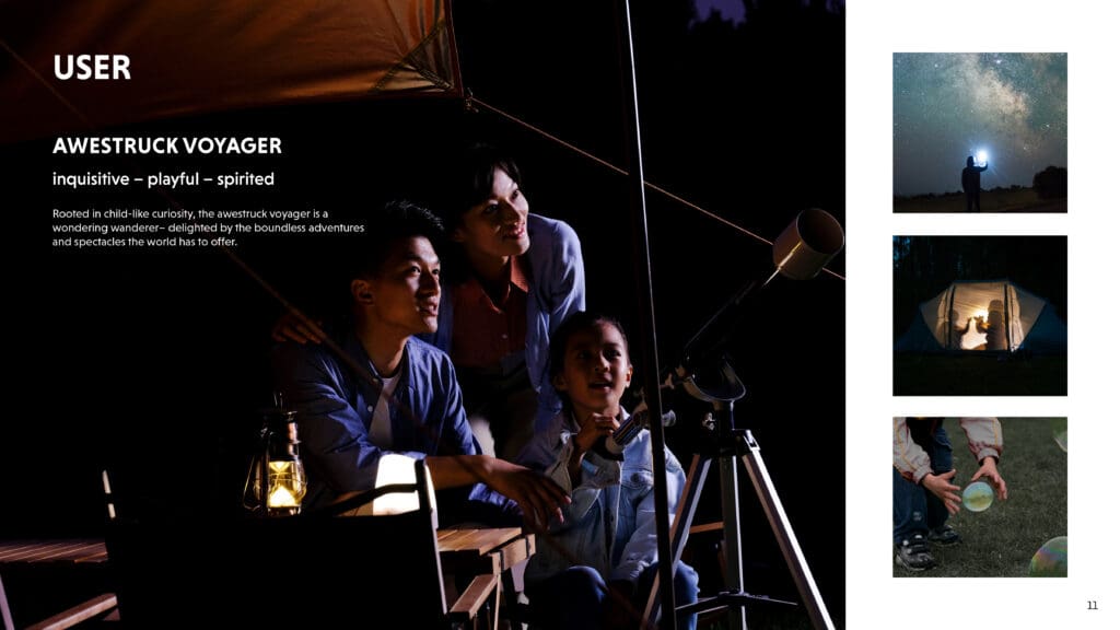 Four photos of a family enjoying the nigh sky