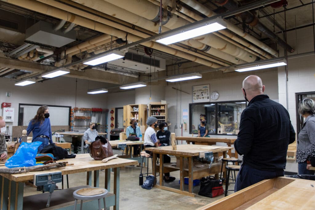 working in the dtree woodshop