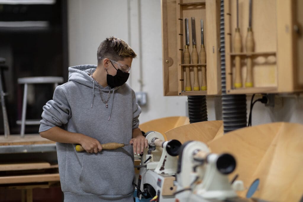 working in the dtree woodshop