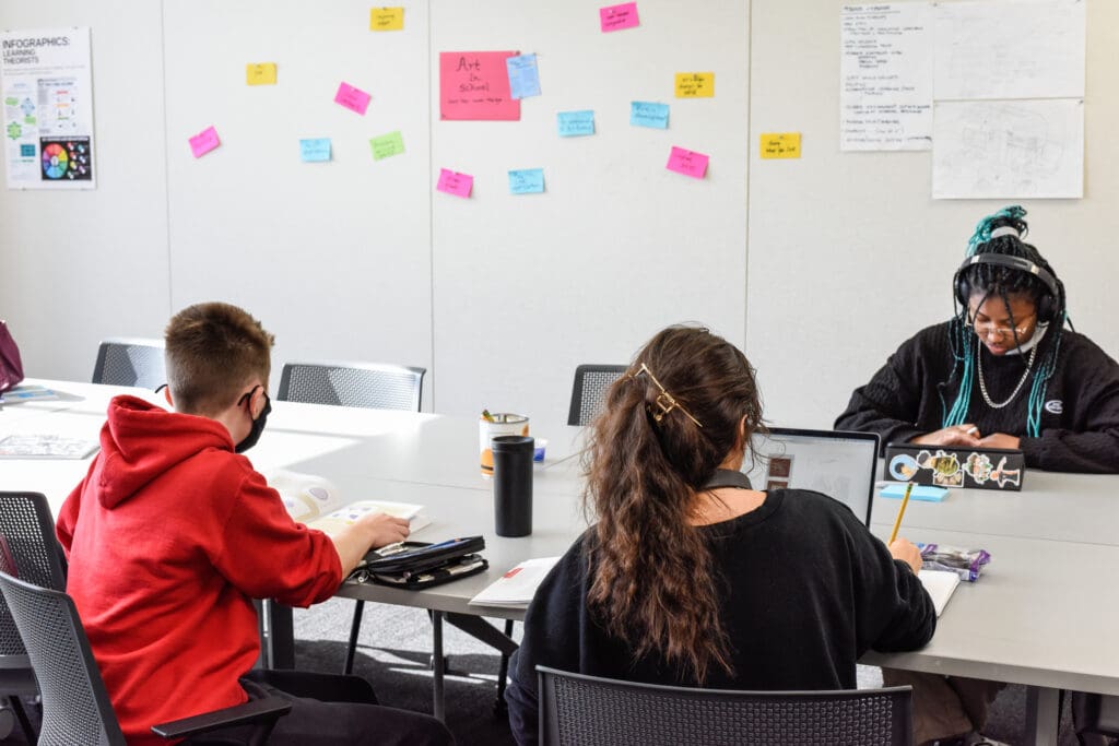 Students working in Art Education space