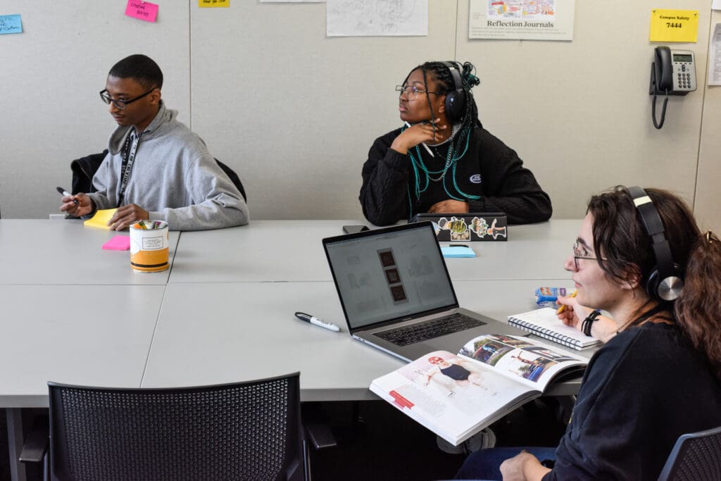 Students working in Art Education space