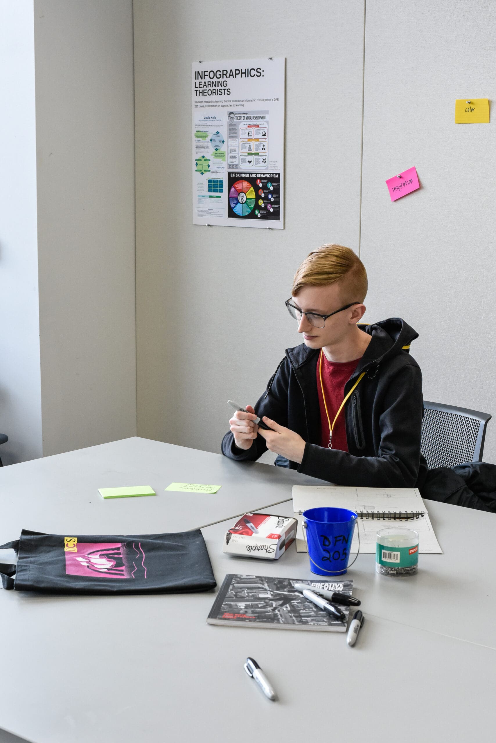 Students working in Art Education space