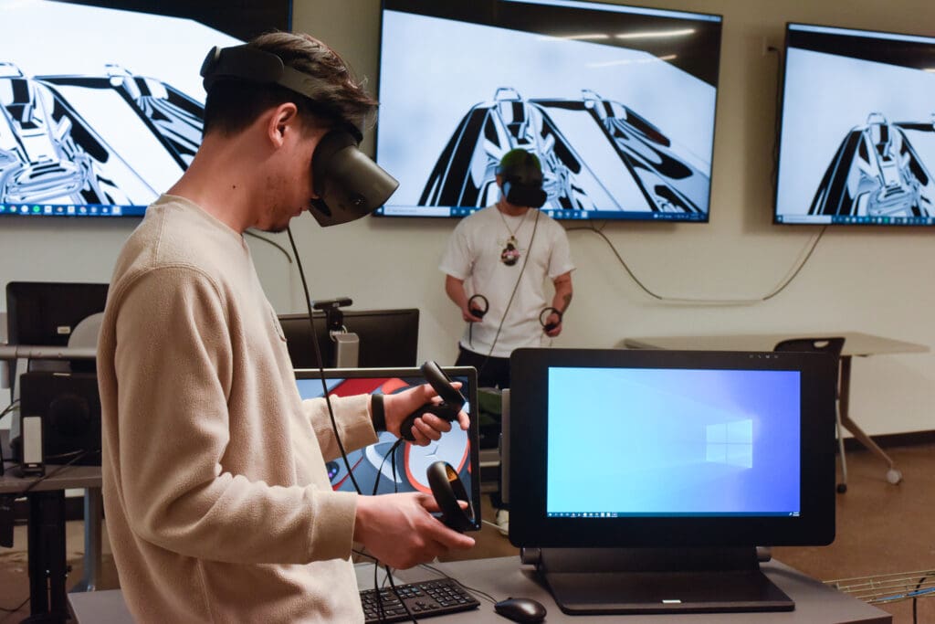 Students using VR technology