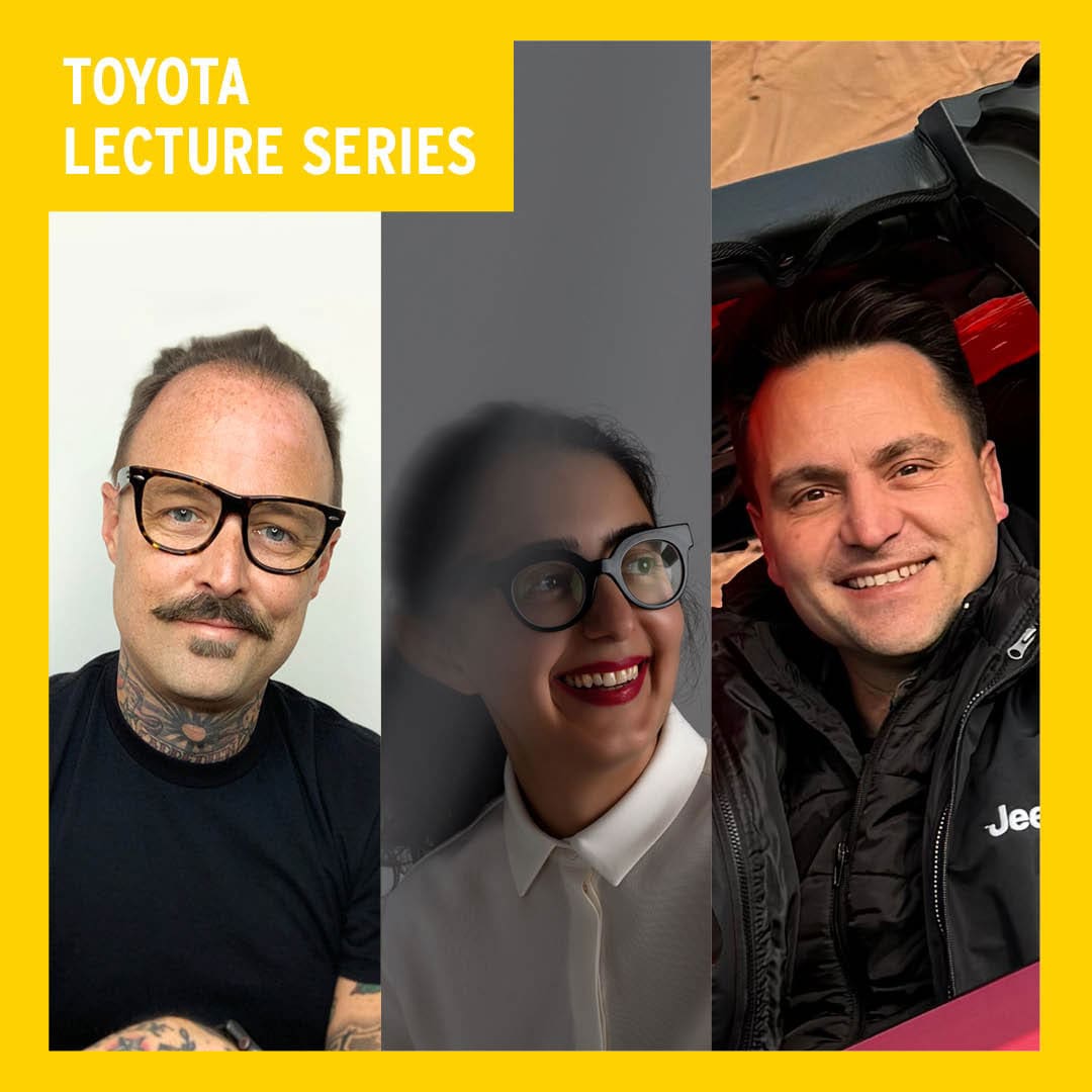 Toyota Lecture Series flyer featuring speaker headshots.